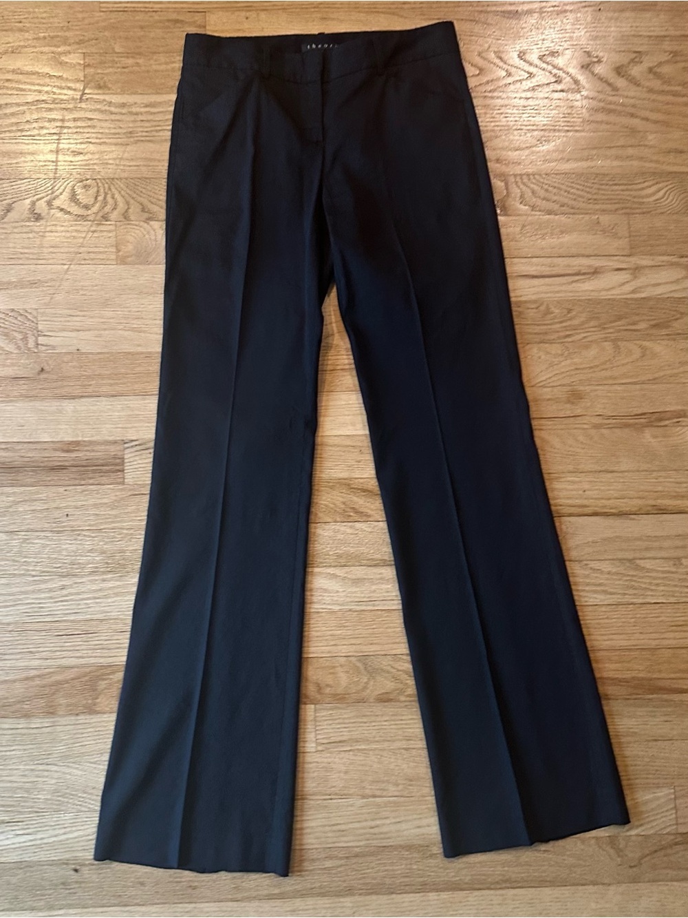 THEORY MAX C CRUNCH Black Boot-Cut Dress Pants (0)